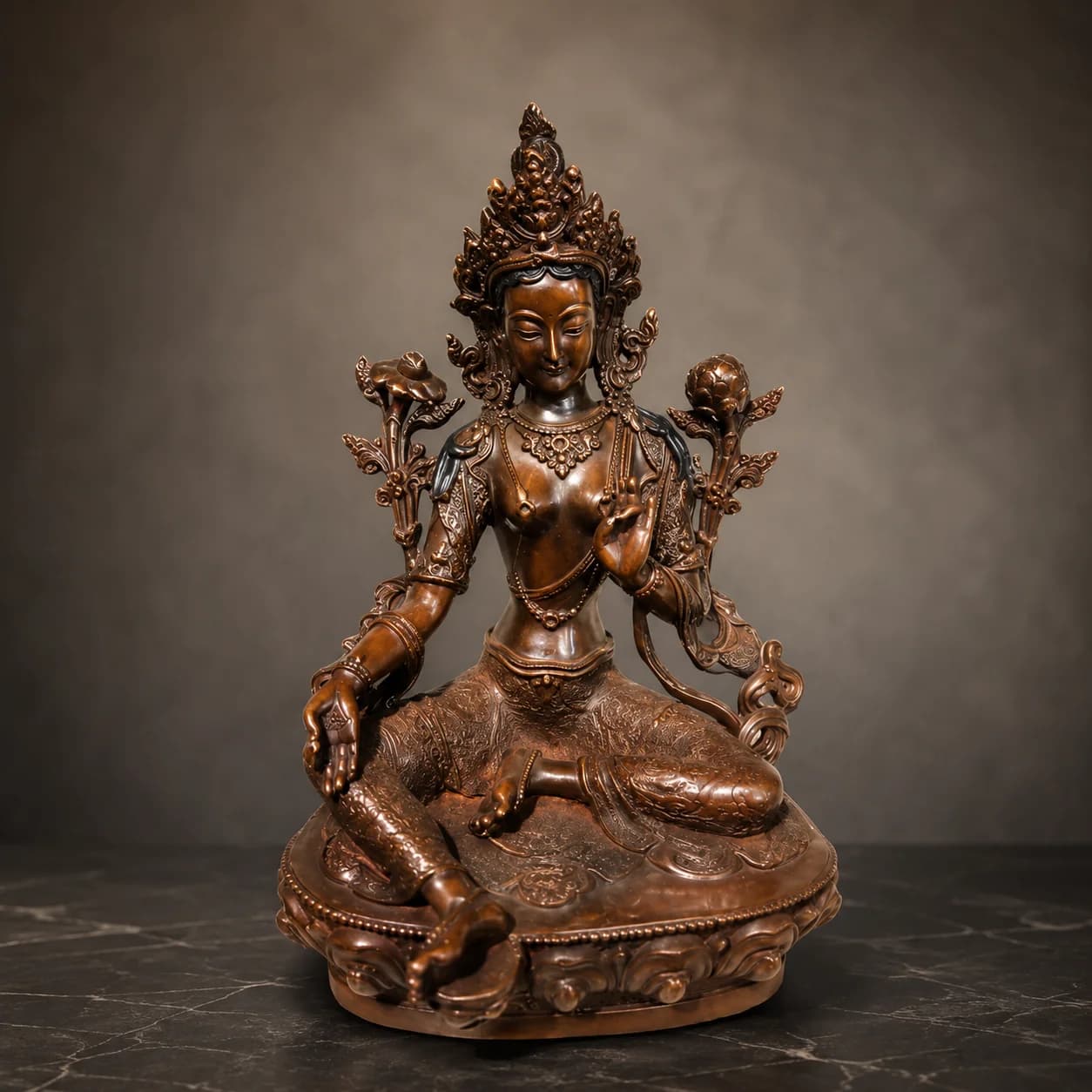 Green Tara Copper Statue, 1550g, from Nepal