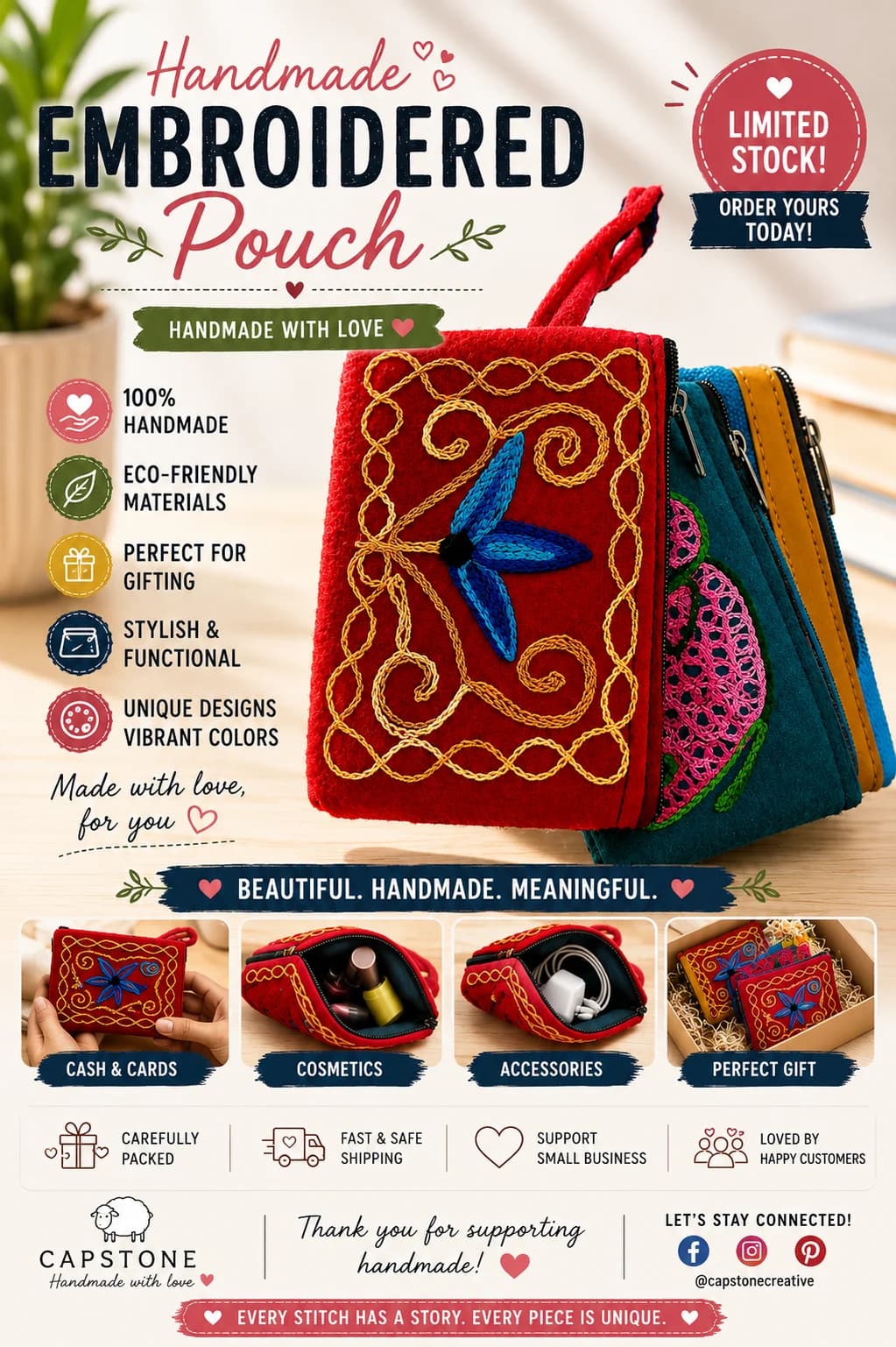 Handmade Embroidered Pouch