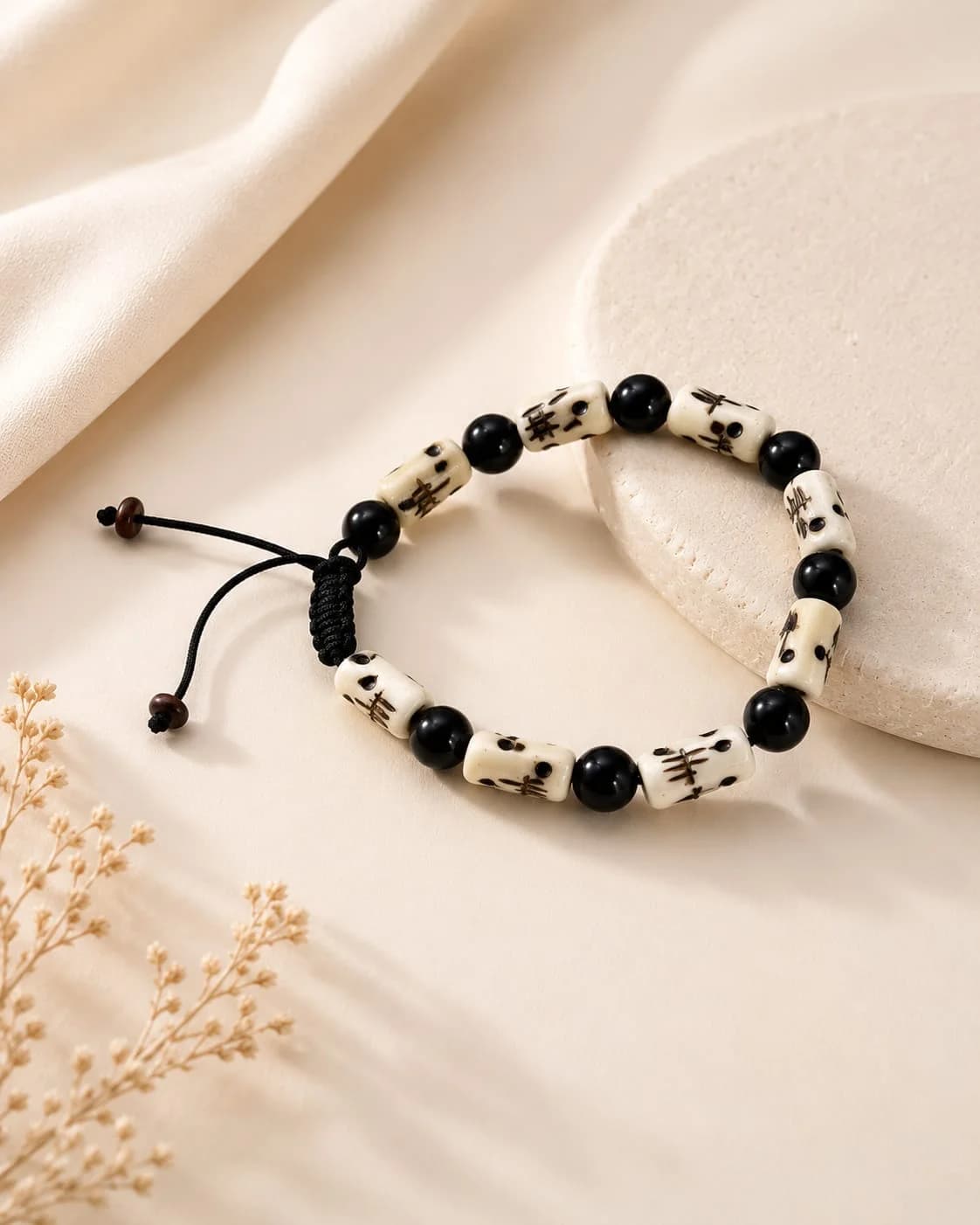 Handmade Yak Bone Skull Faced Bracelet, from Kathmandu