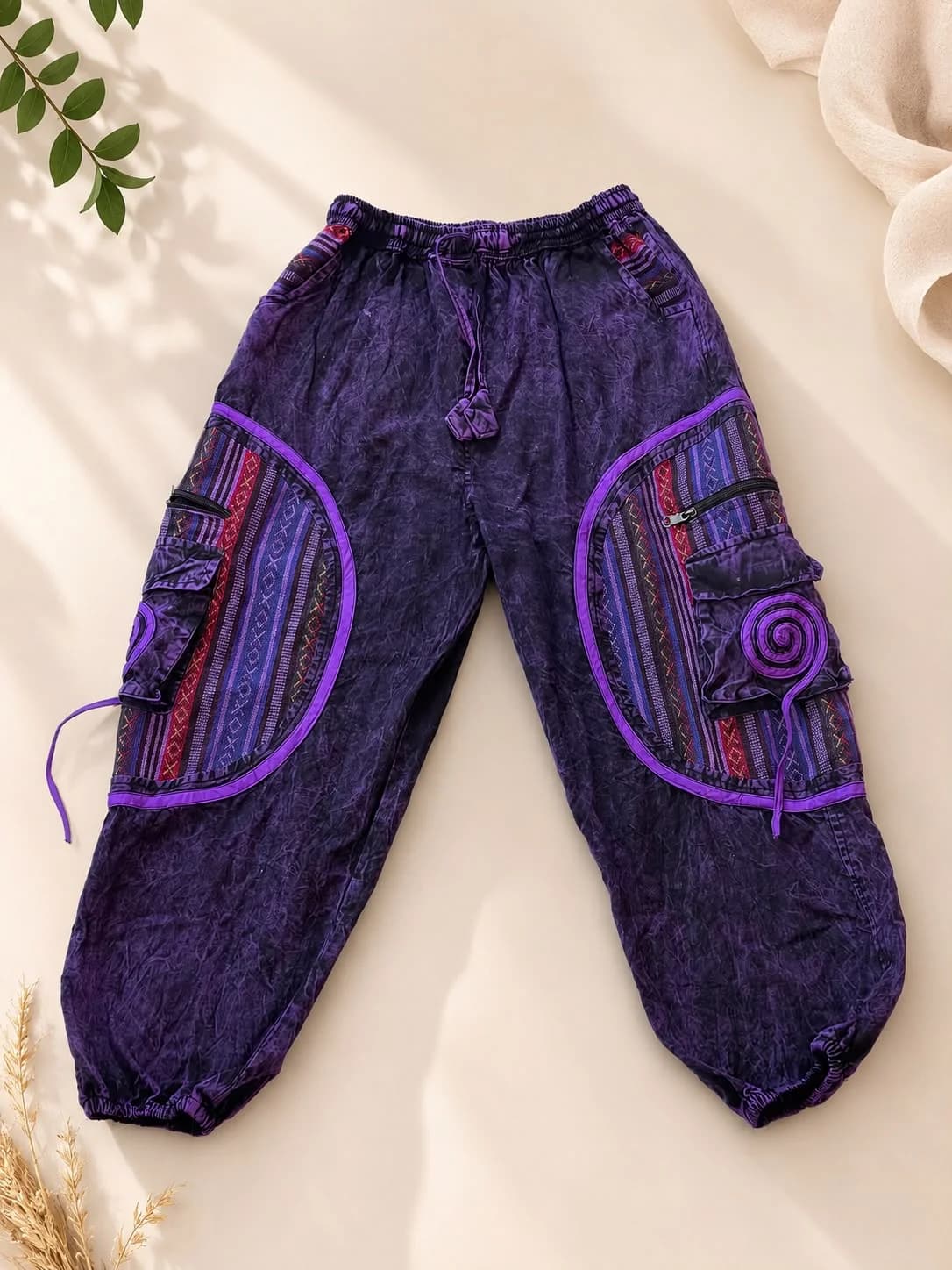 Cotton Patchwork Unisex Trousers