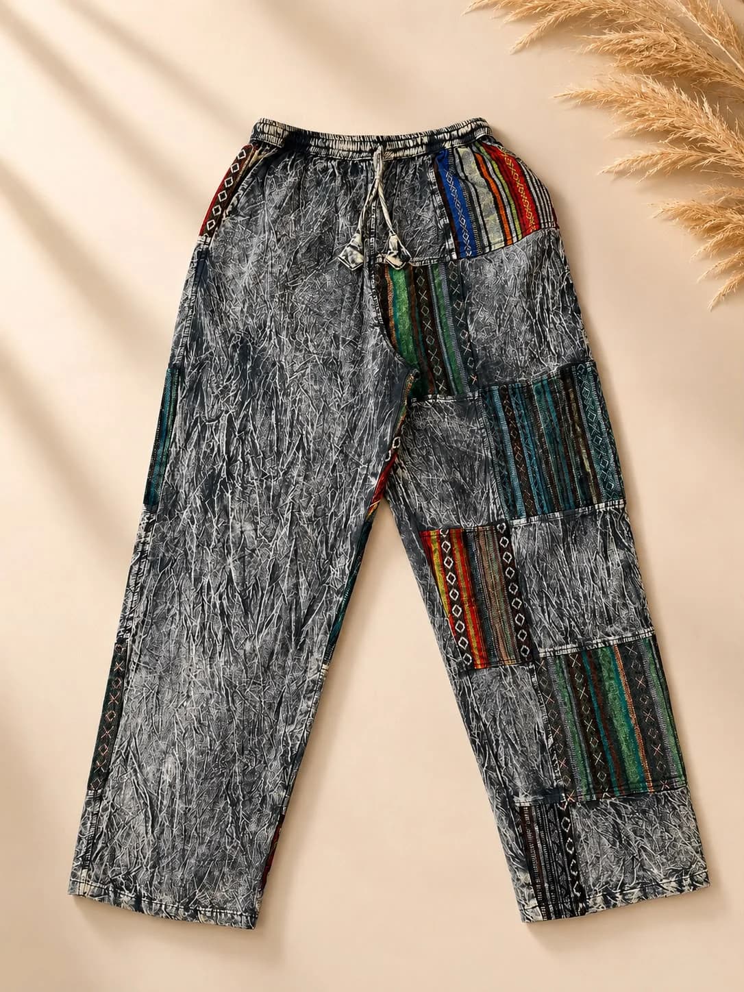 Boho Cotton patchwork Unisex Trousers