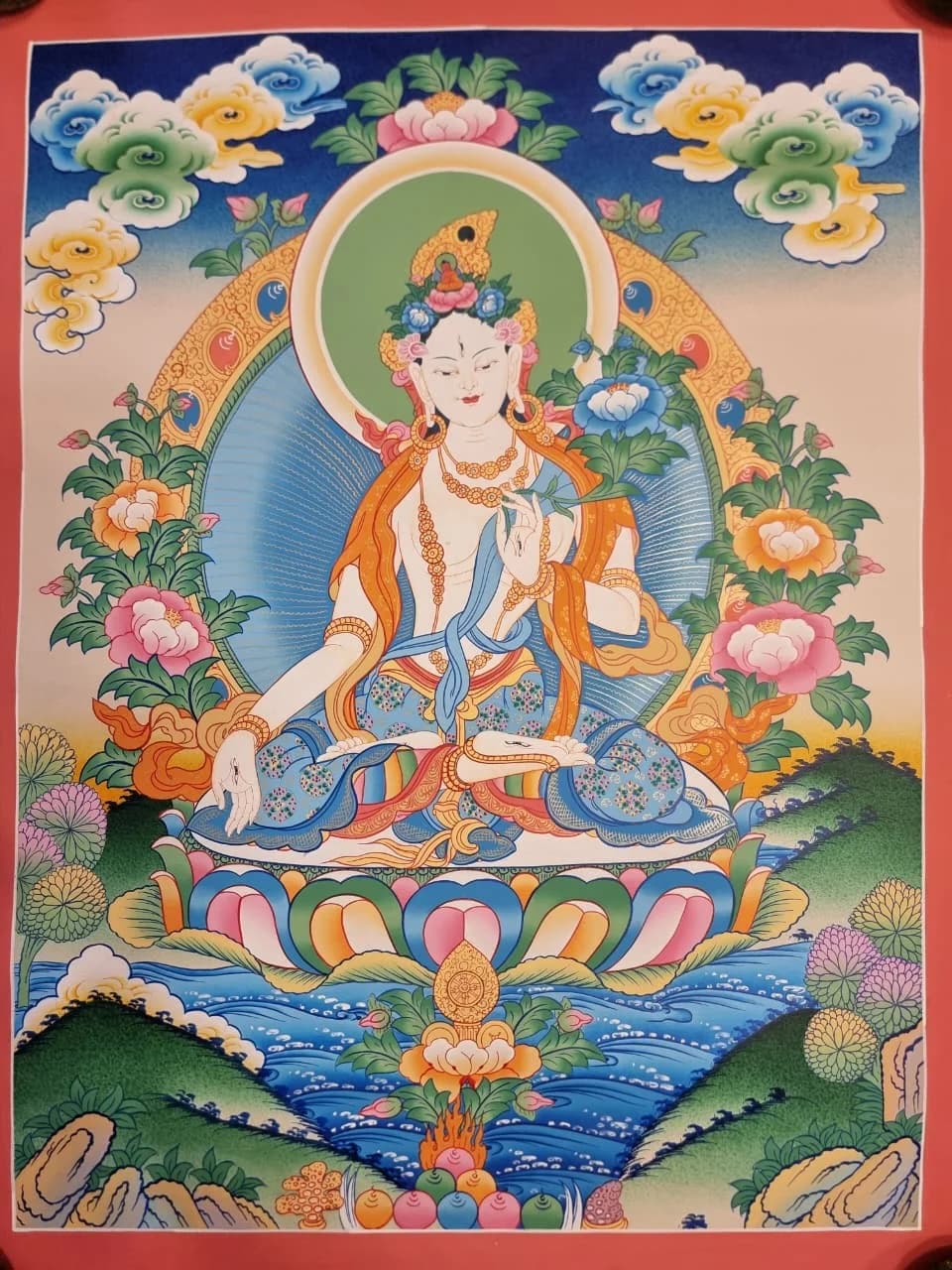 White Tara Thangka painting || 46*60cm ||