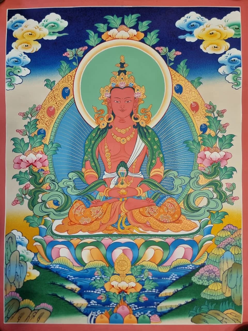 Amitayus(Tshepagme) Buddha Thangka Arts || 46*60cm ||