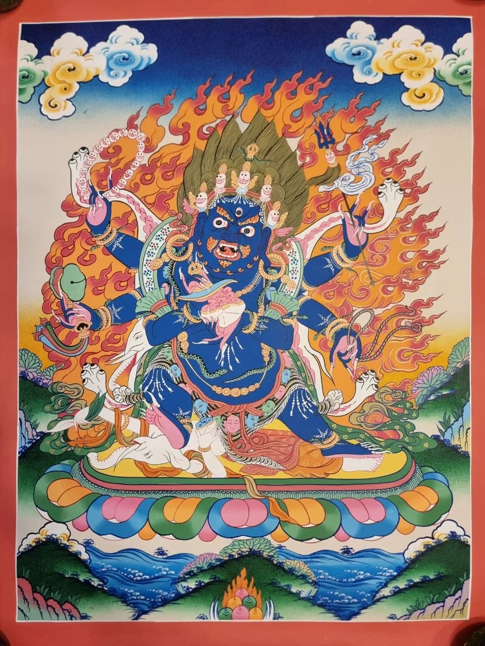 Six-Armed Mahakala (Gönpo) Thangka Painting || 46*60cm ||