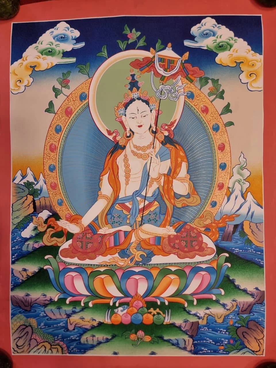 Traditional Sitatapatra (Dukkar) Thangka Painting || 46*60cm ||