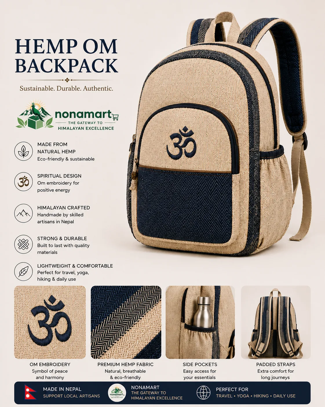 Himalayan Hemp Om Backpack