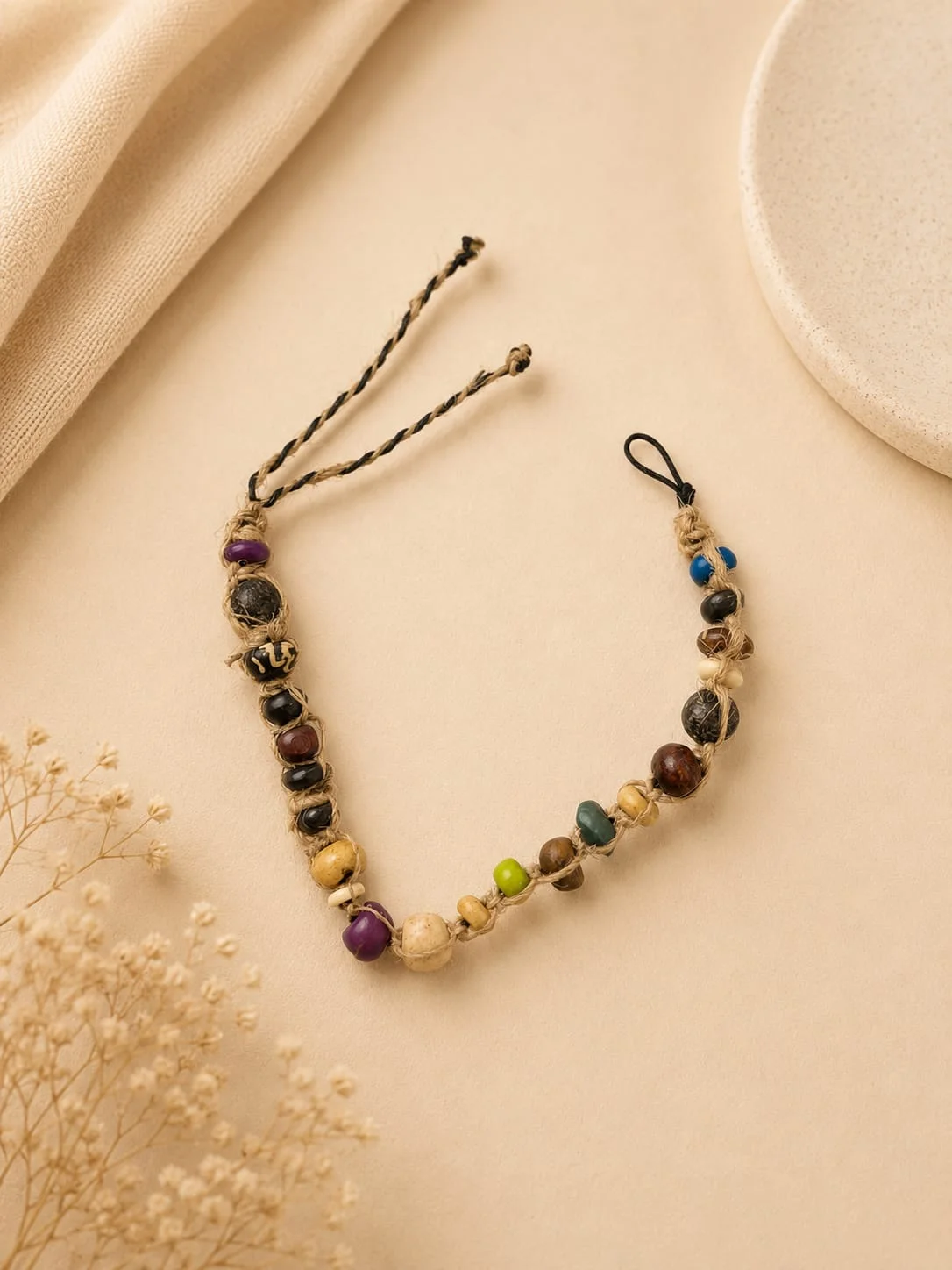 Handmade Hemp and Natural Stone bracelet view 4