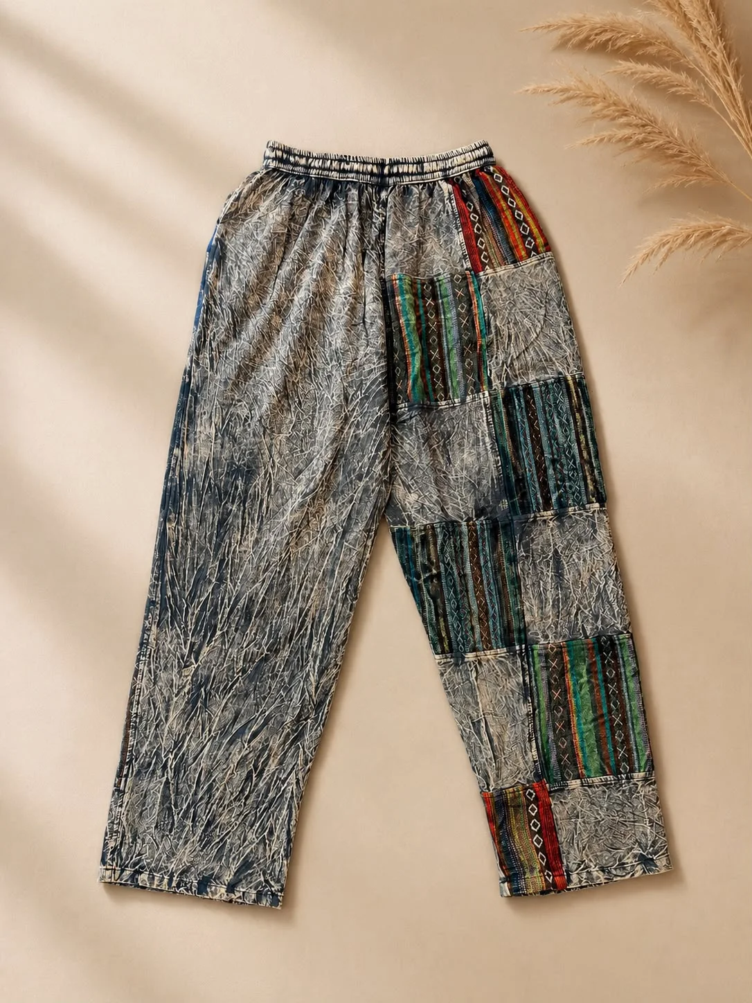 Boho Cotton patchwork Unisex Trousers view 2