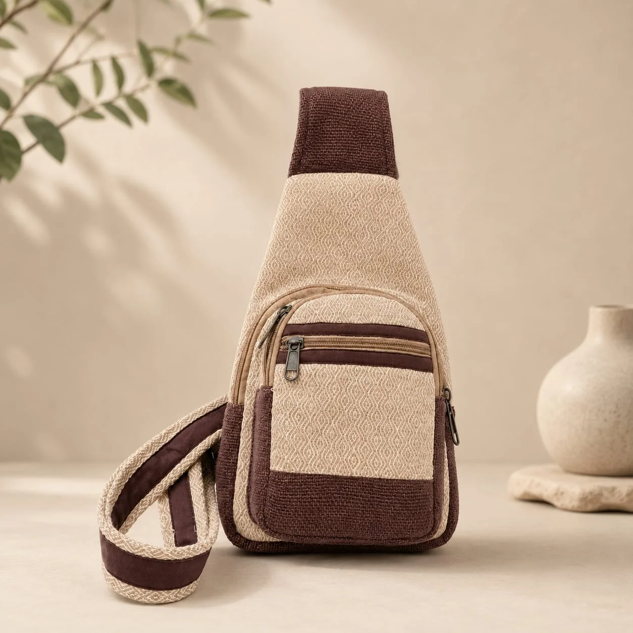 Handmade Hemp Shoulder and Chest Bag