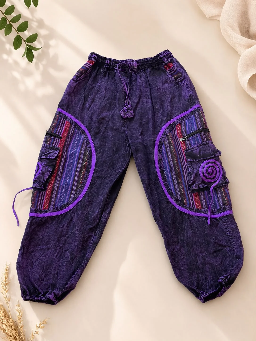 Cotton Patchwork Unisex Trousers
