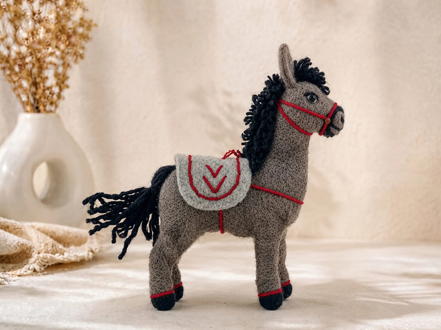 Handmade felt horse view 2