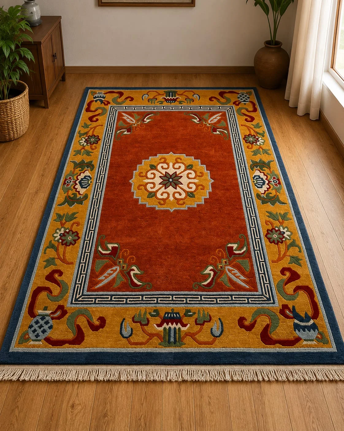 Handmade Tibetan Wool Carpet- 60 Knot view 4