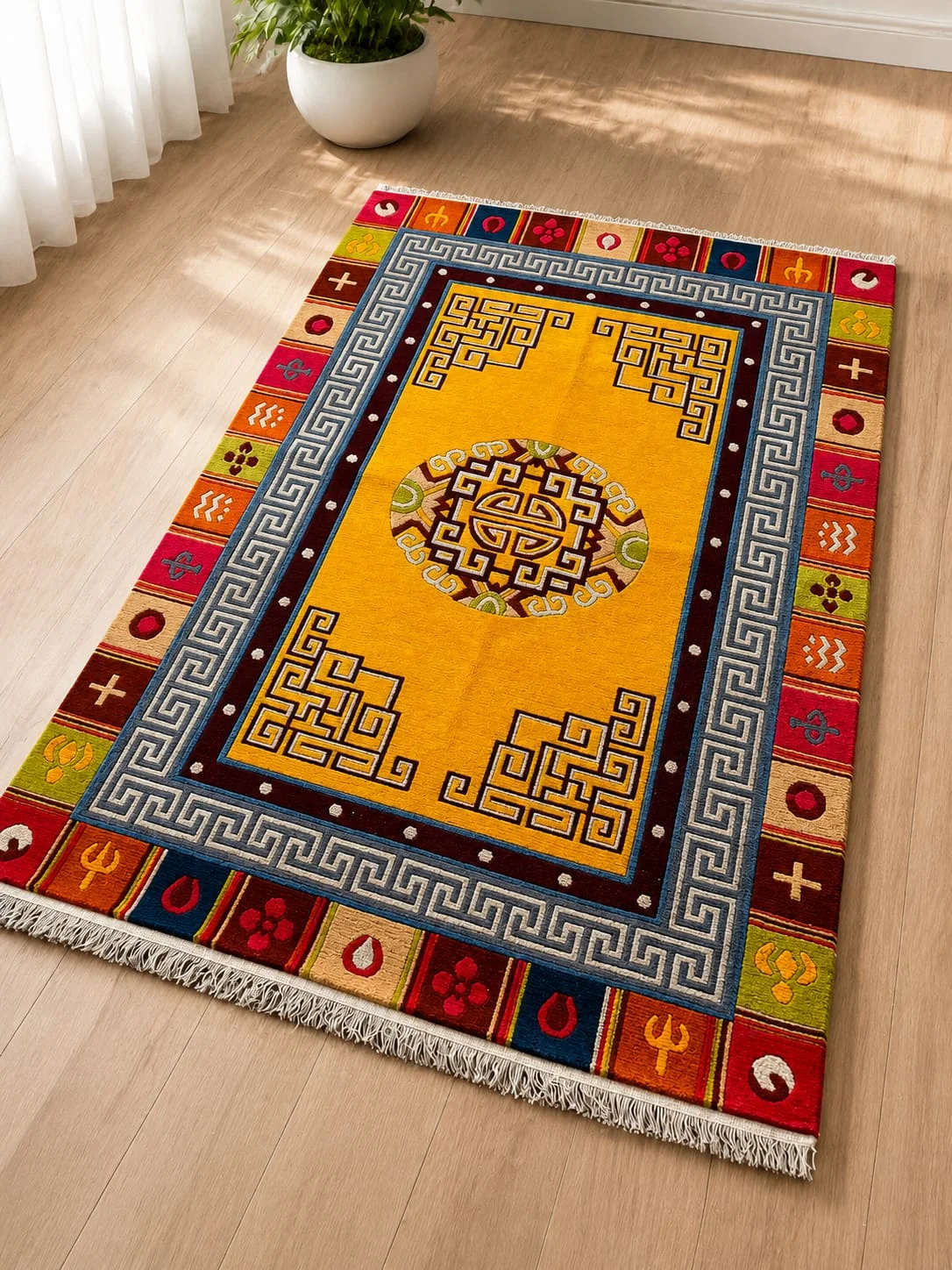Tibetan Medallion & Geometric Rugs view 10