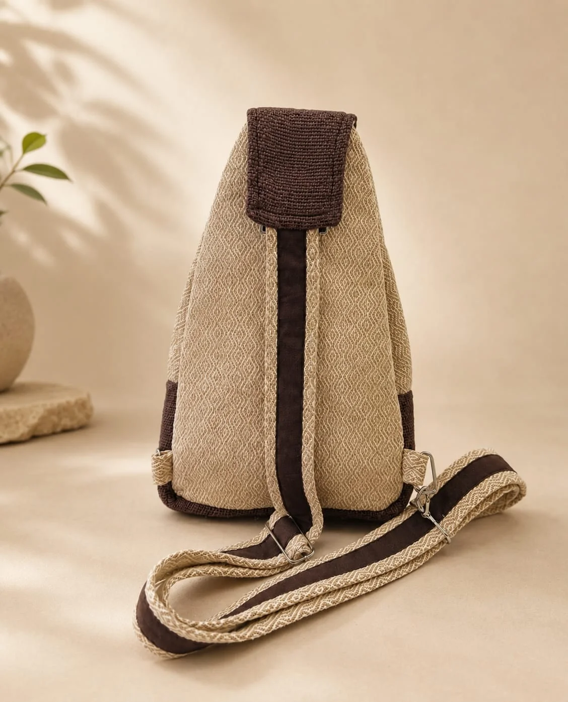 Handmade Hemp Shoulder and Chest Bag view 2