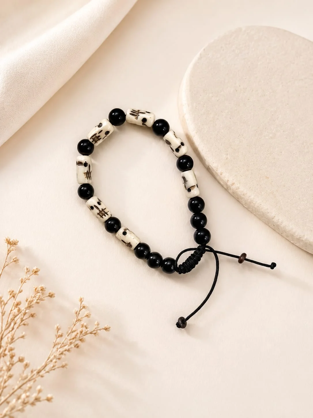 Handmade Yak Bone Skull Faced Bracelet view 3