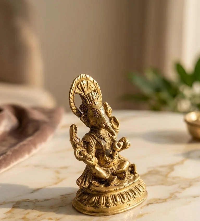 Brass Ganesh Statue view 3