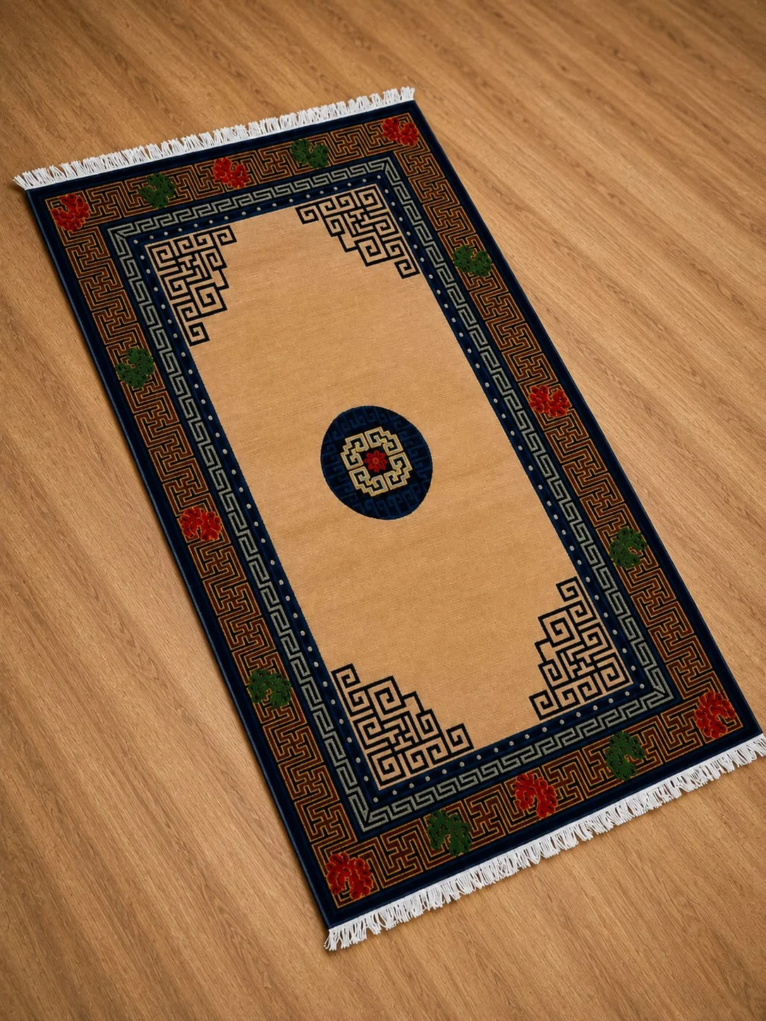 Hand-knotted Beige Tibetan Medallion view 2