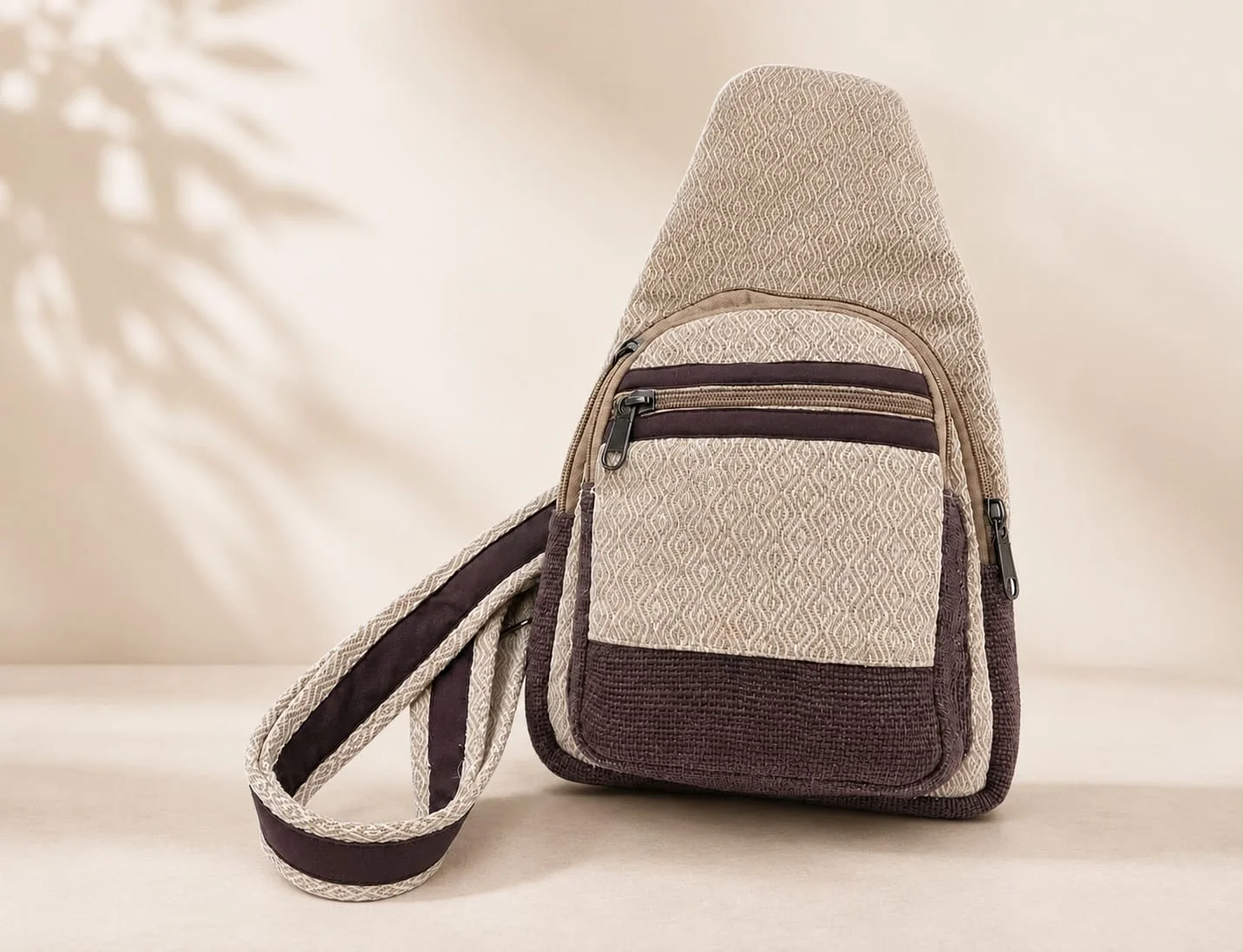 Handmade Hemp Shoulder and Chest Bag view 3