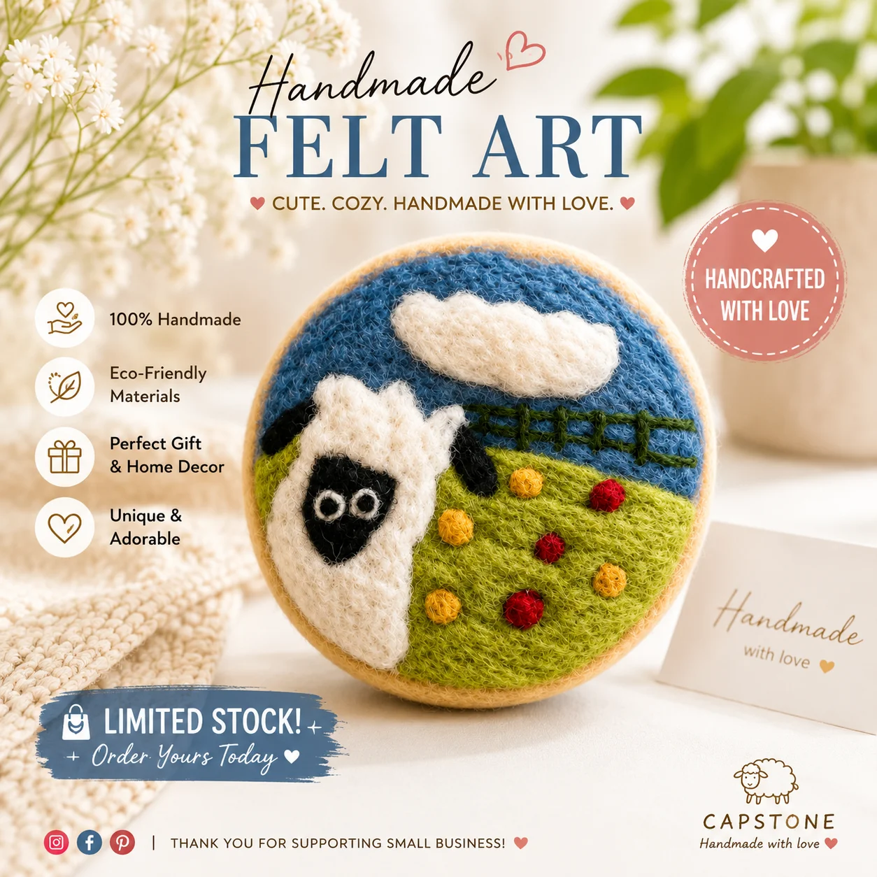 Heartfelt Woolen coaster